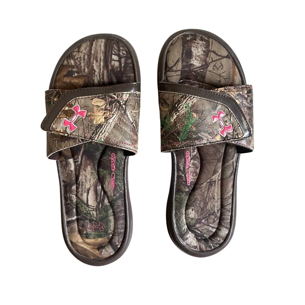 Under Armour Ignite Realtree Camo Slides Womens 8 Adjustable Foam Sandals